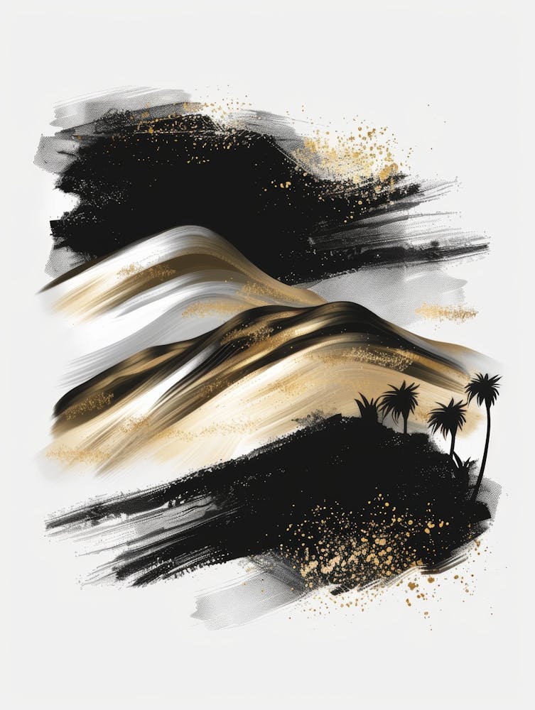 Gold And Black Abstract Painting 10