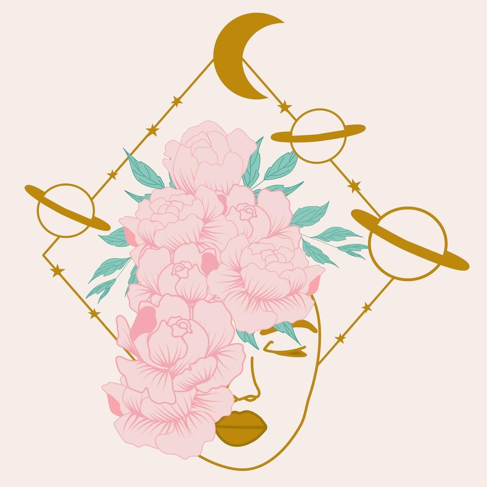 Celestial Woman And Planets Square