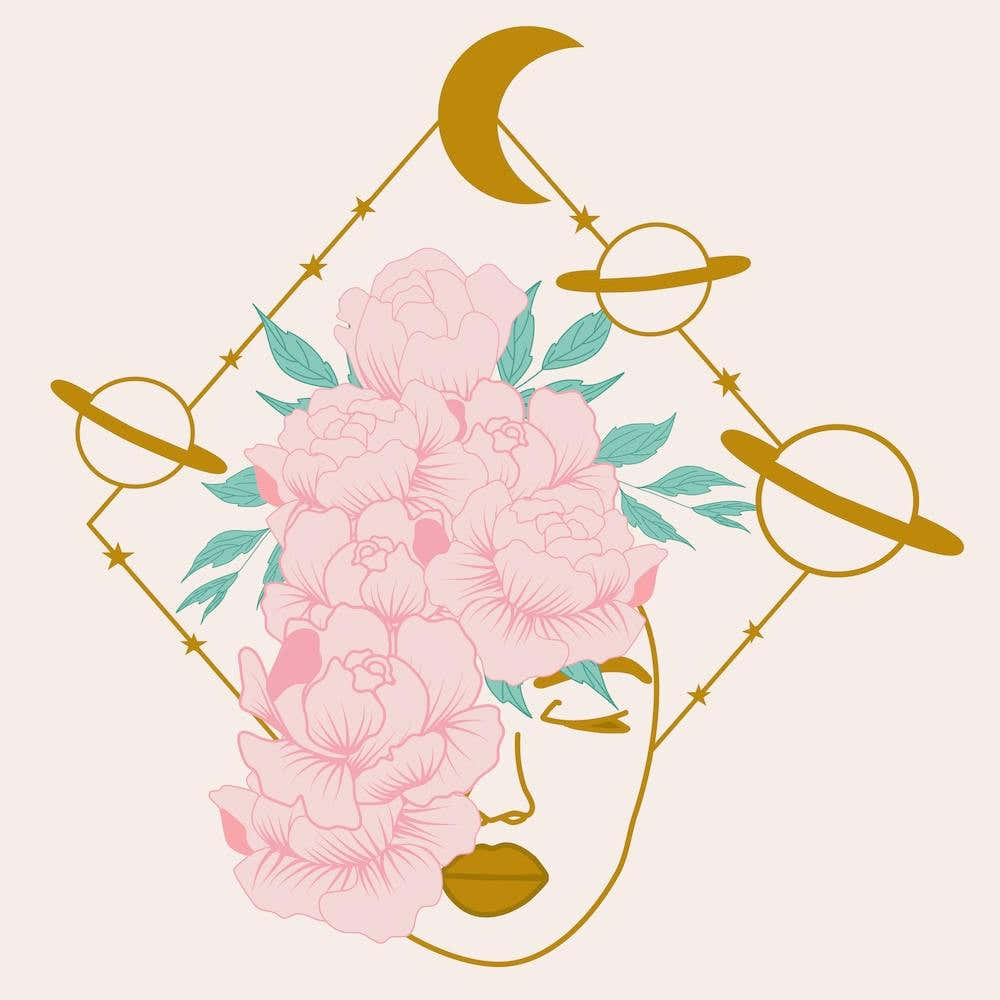 Celestial Woman And Planets Square