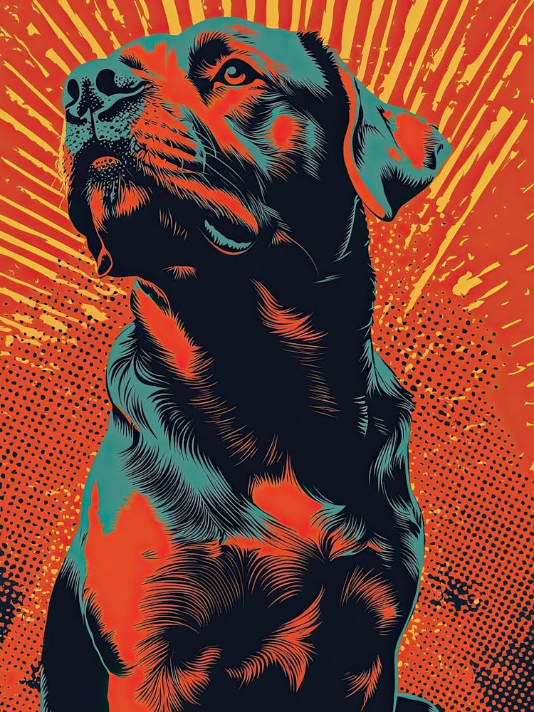 Pop Art Rottweiler Vivid Orange And Electric Blue 1