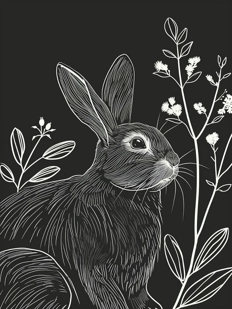 Satin Rabbit Minimalist Illustration 1