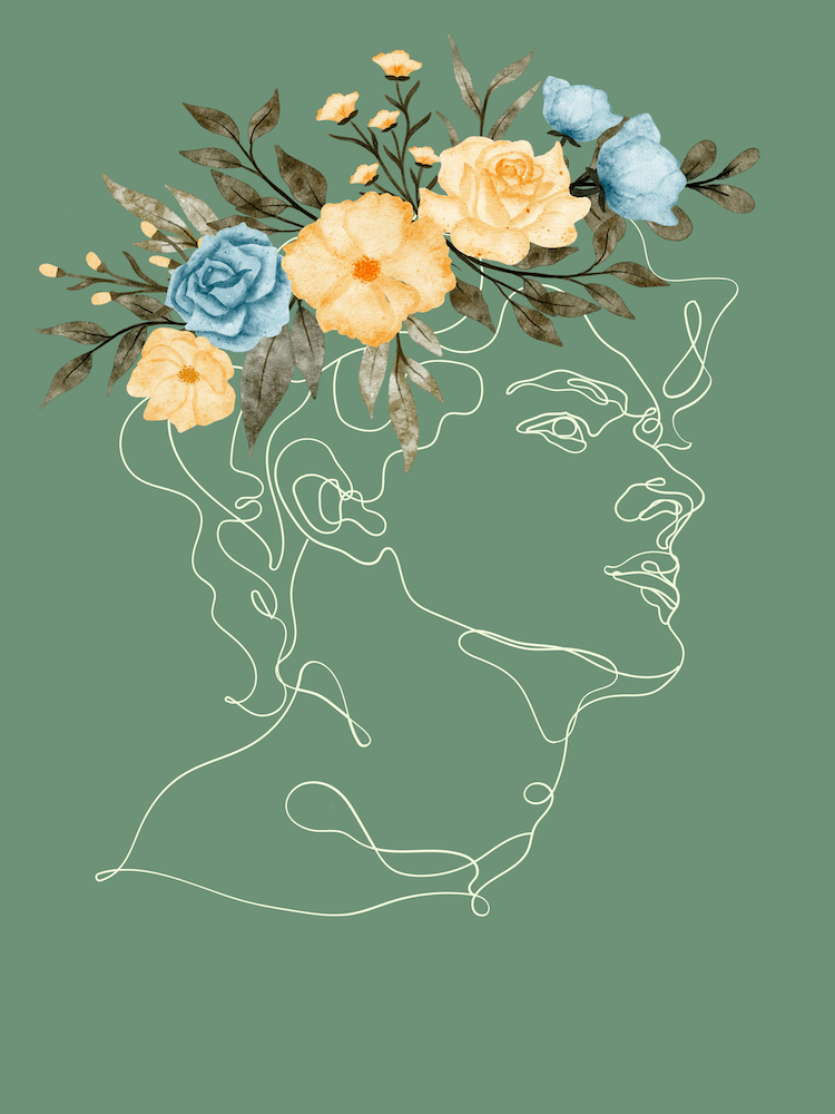 One-Line Man With Flowers