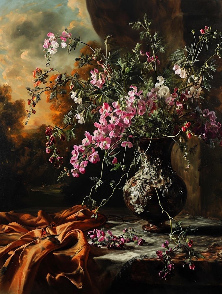 Baroque Floral Still Life Sweet Pea 4