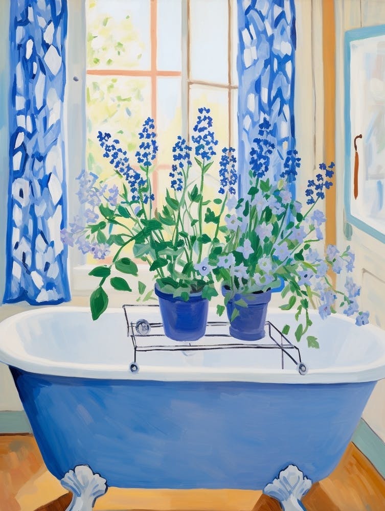 A Bathtube Full Of Forget Me Not In A Bathroom 2