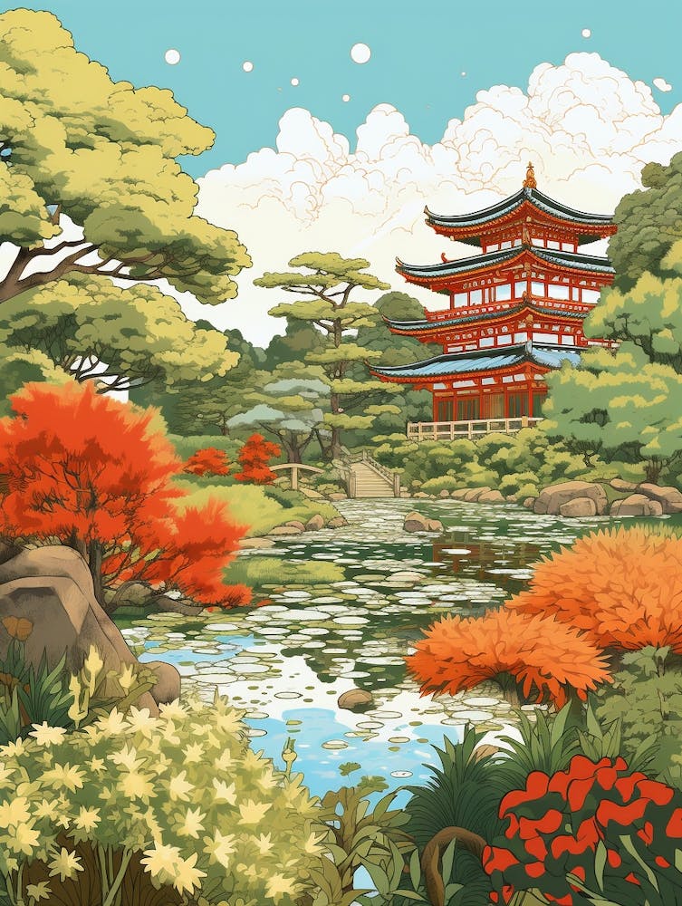 Rikugien Gardens Japan Illustration Gardens 2 