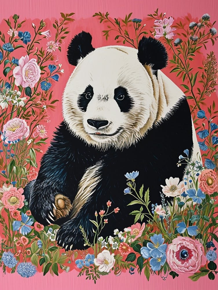 Floral Animal Painting Panda 2