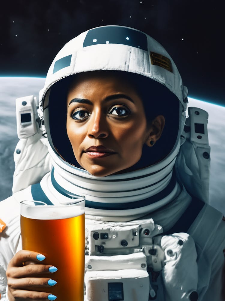 Space Explorer with a Glass of Beer.