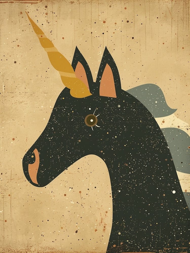 Black Unicorn Muted Pastels Portrait