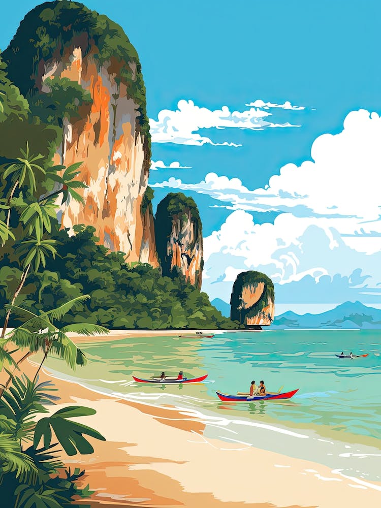 Railay Beach, Krabi, Thailand, Matisse And Rousseau Style 4