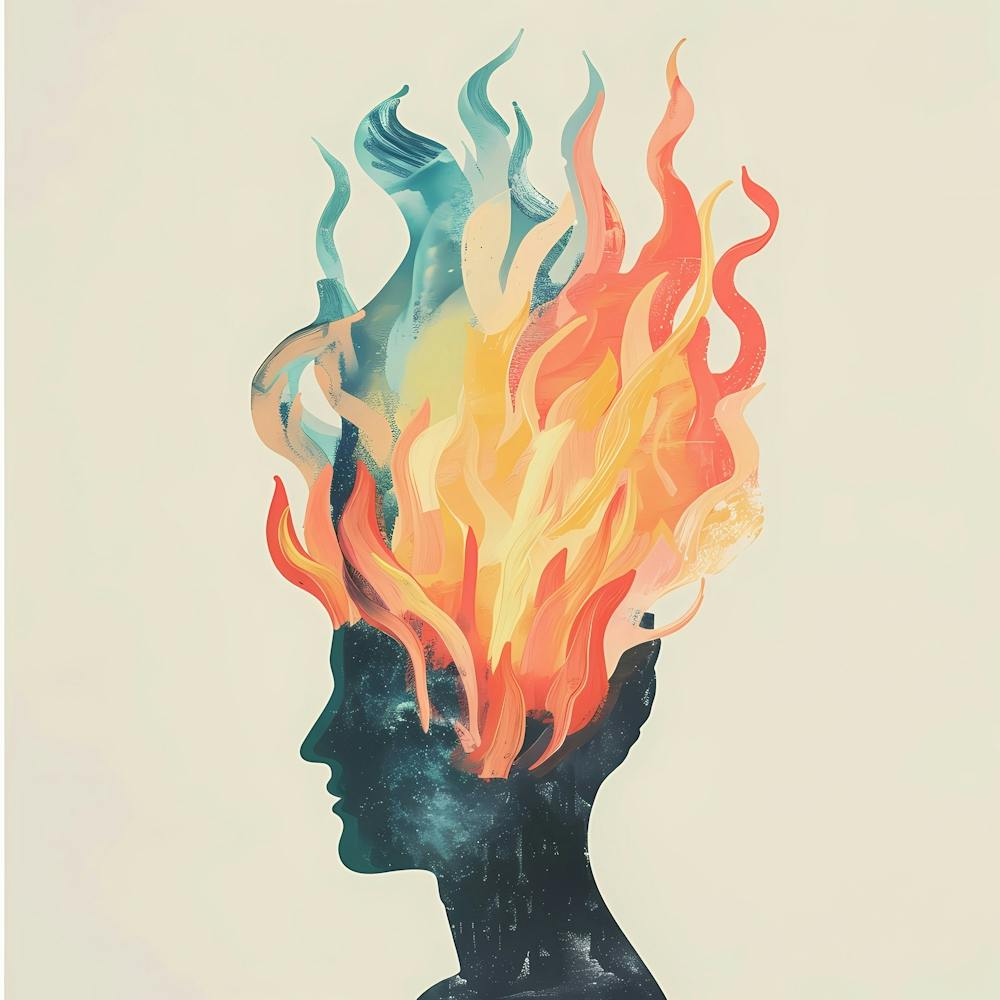 Depression Stress Burn-Out Hand Drawn Pastel Minimalist Illustration 2