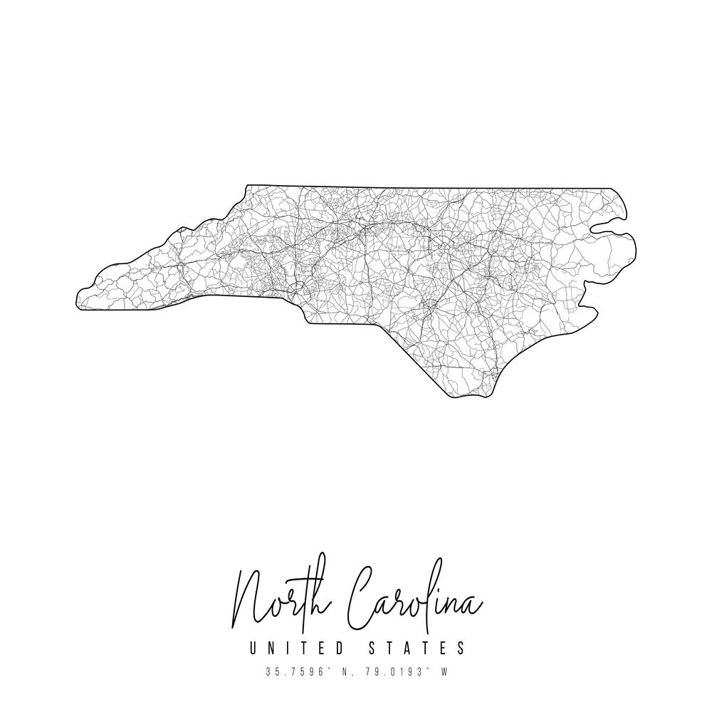 North Carolina Minimal Street Map Square
