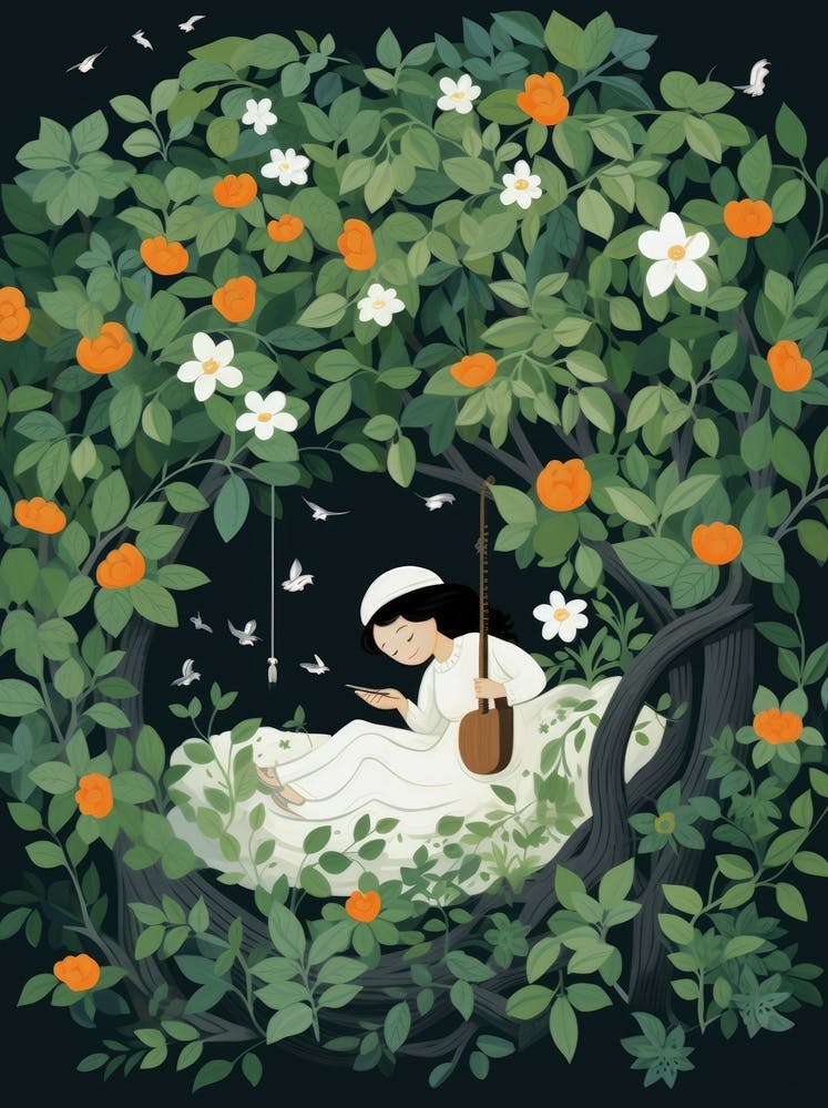 Girl In An Orange Tree 1