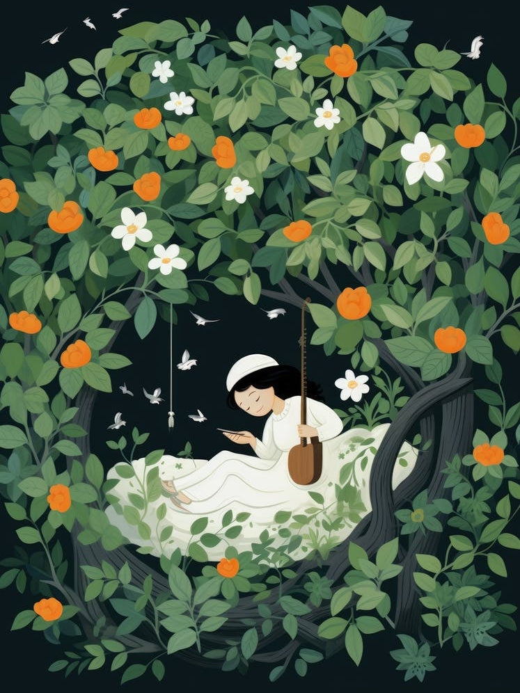 Girl In An Orange Tree 1