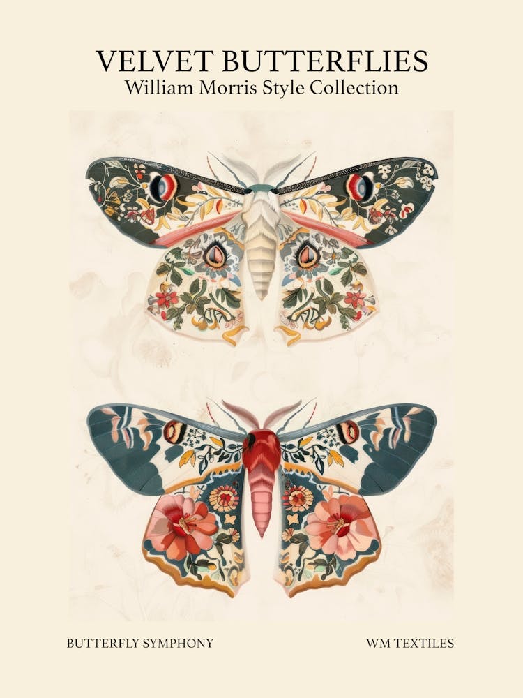 Velvet Butterflies Collection Butterfly Symphony William Morris Style 5