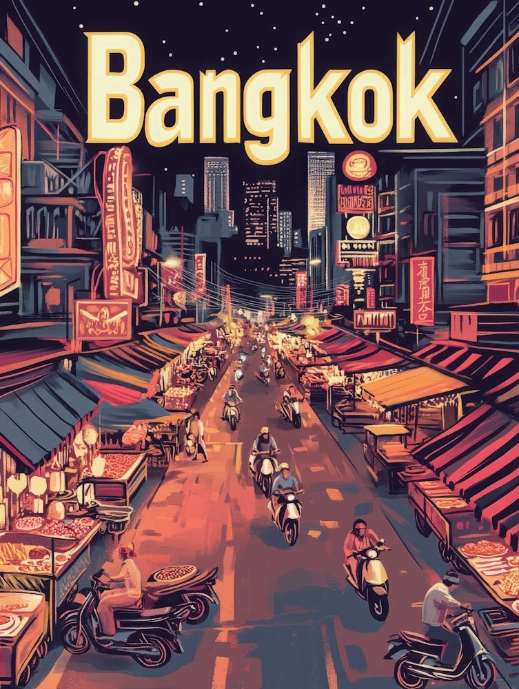 Aihrgdesign A 1970s Inspired Travel Poster For Bangkok 1