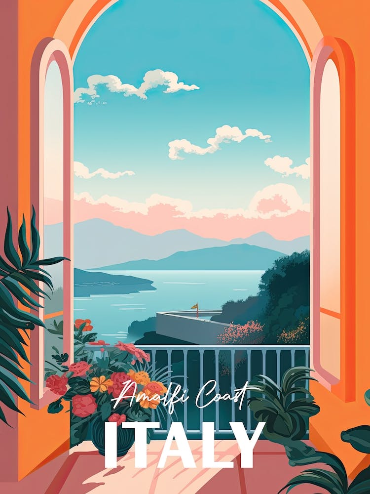 Italy Amalfi Coast Window Travel Poster 3