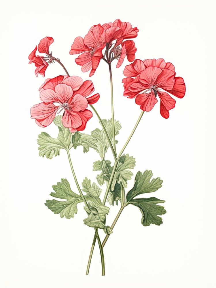 Geraniums Flower Vintage Botanical 0