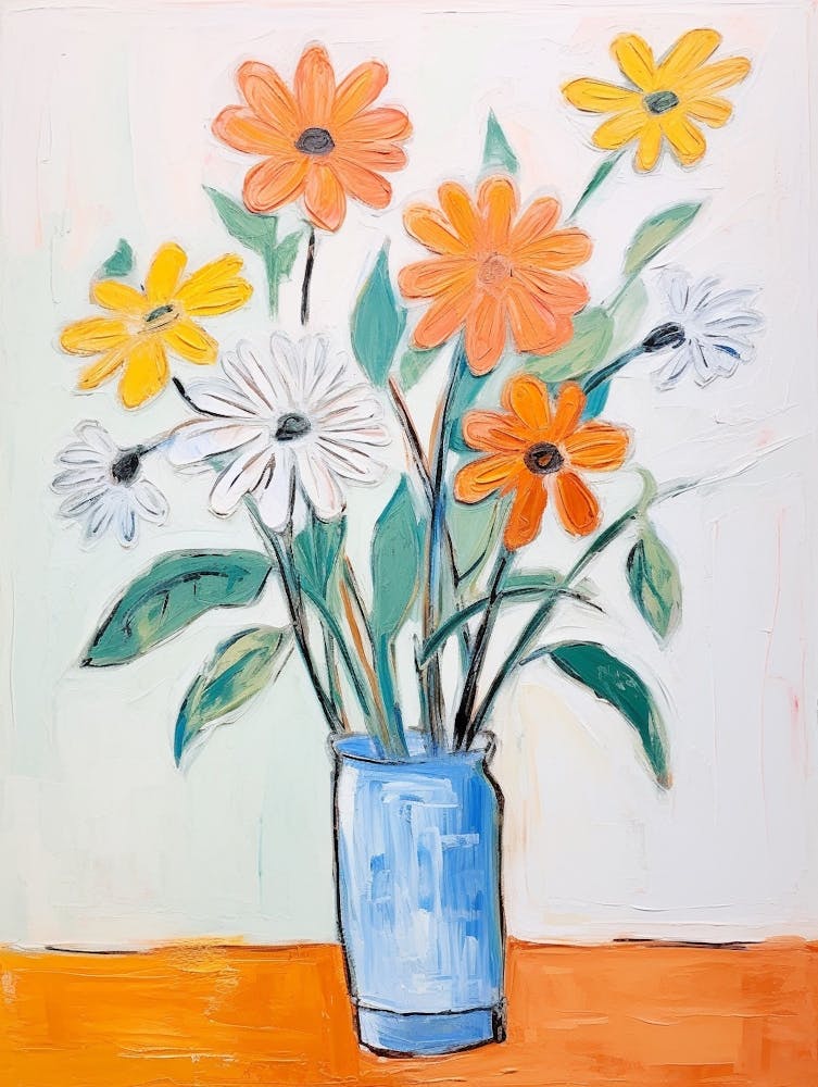 Flower Painting Fauvist Style Marigold 3