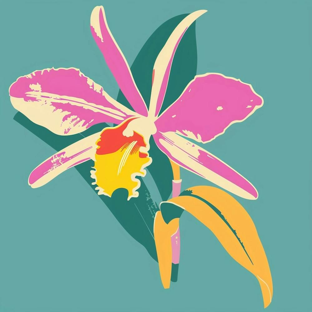 Orchid 3 Square Flower Illustration