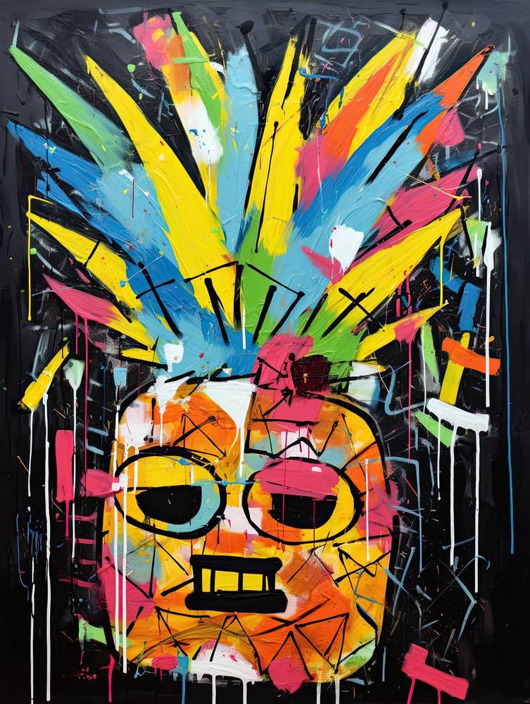Urban Flavor: Pineapple Street Art Basquiat style