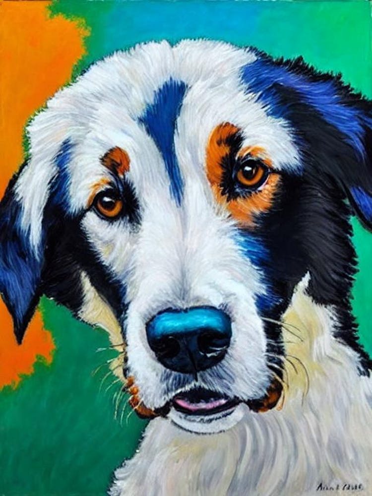 Border Collie Fauvist Style Dog