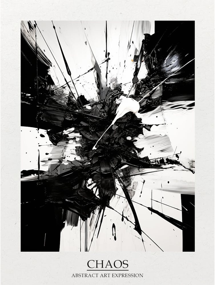 Chaos Abstract Black And White 7 Poster
