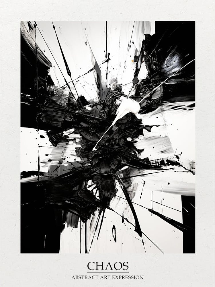 Chaos Abstract Black And White 7 Poster