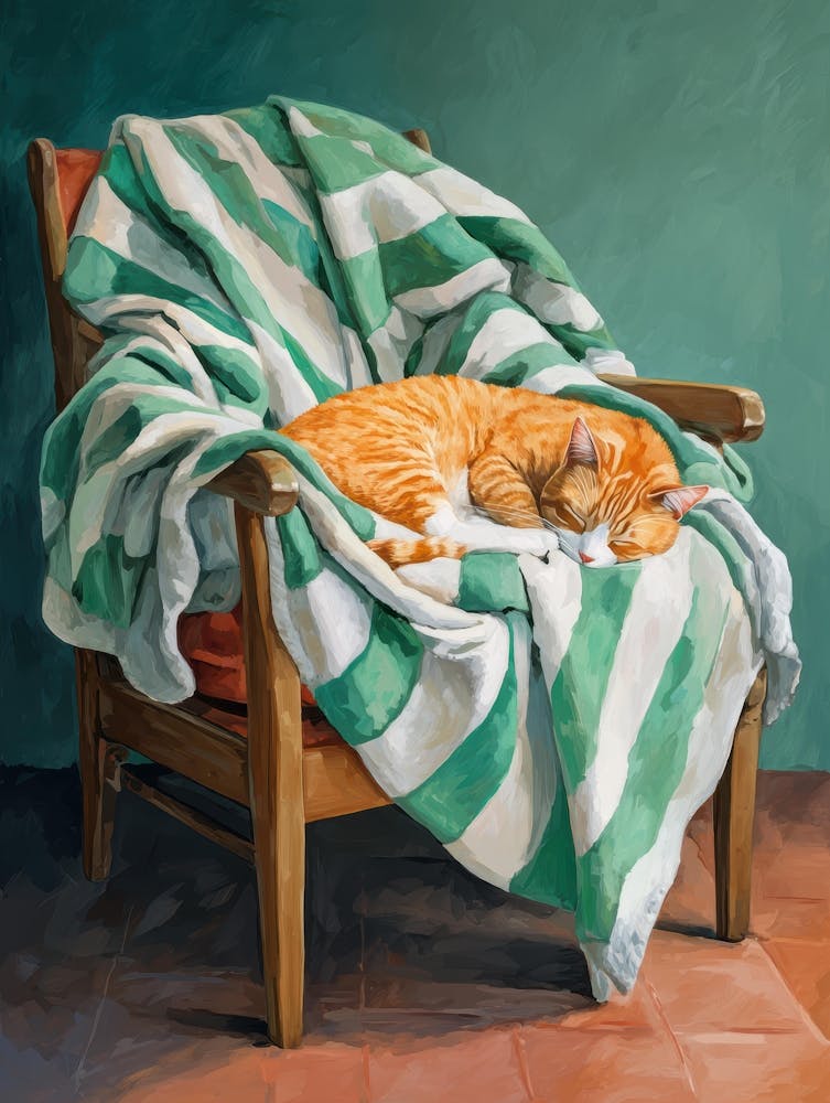 Cat Sleeping In A Chair