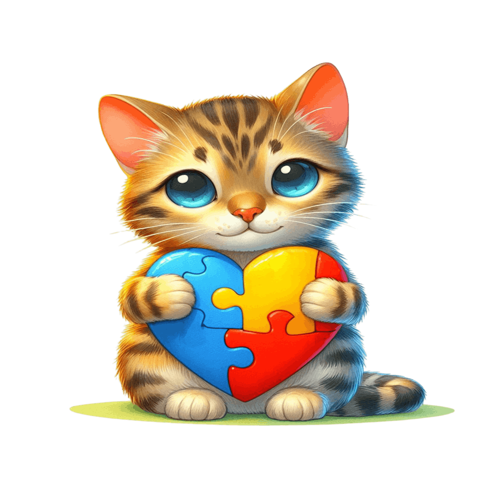 Heart Puzzle Kitten Bengal Autism