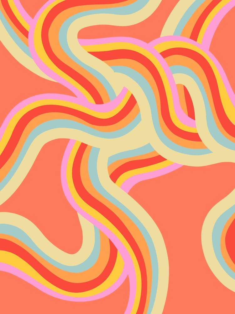 Peachy Groovy Rainbow Waves