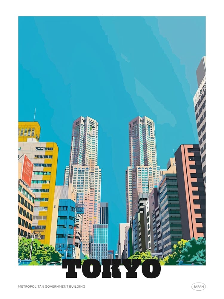 Tokyo Metropolitan Government Building 1 Colourful Illustration Poster