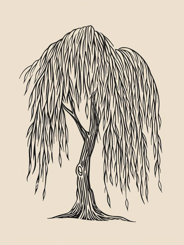 Willow Tree Minimalistic Drawing 3