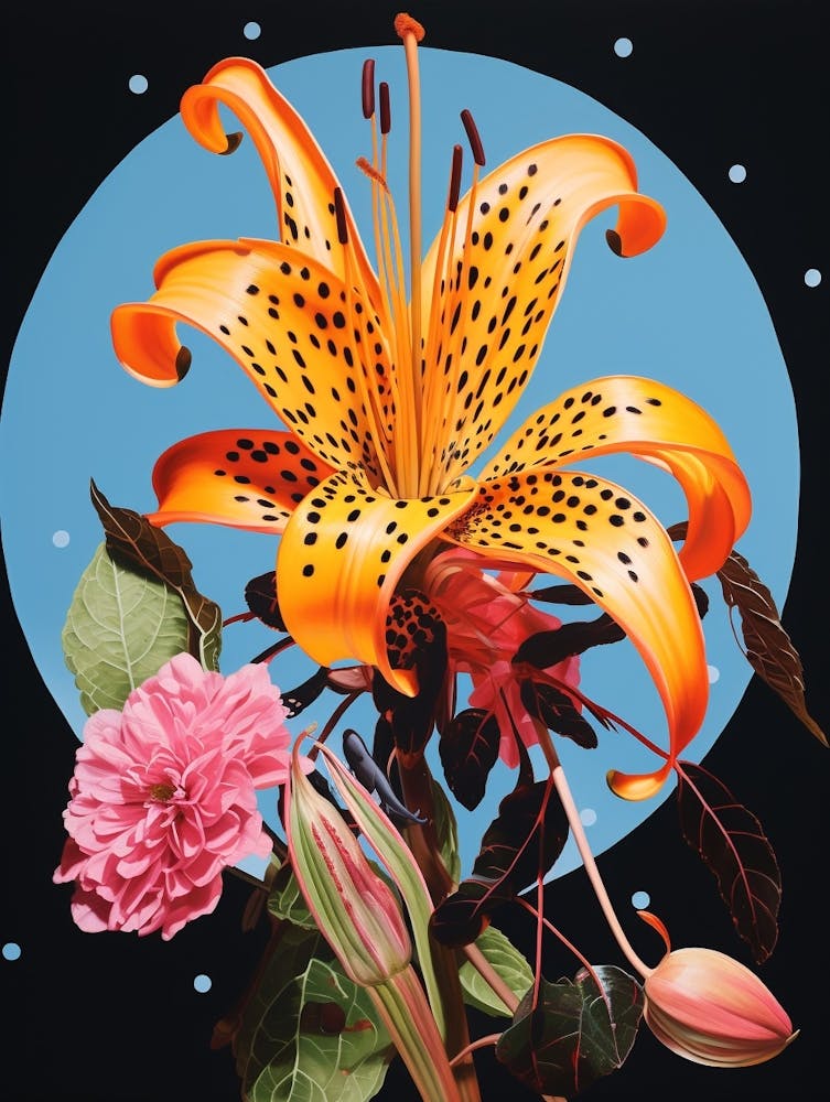 Surreal Florals Gloriosa Lily 3 Flower Painting