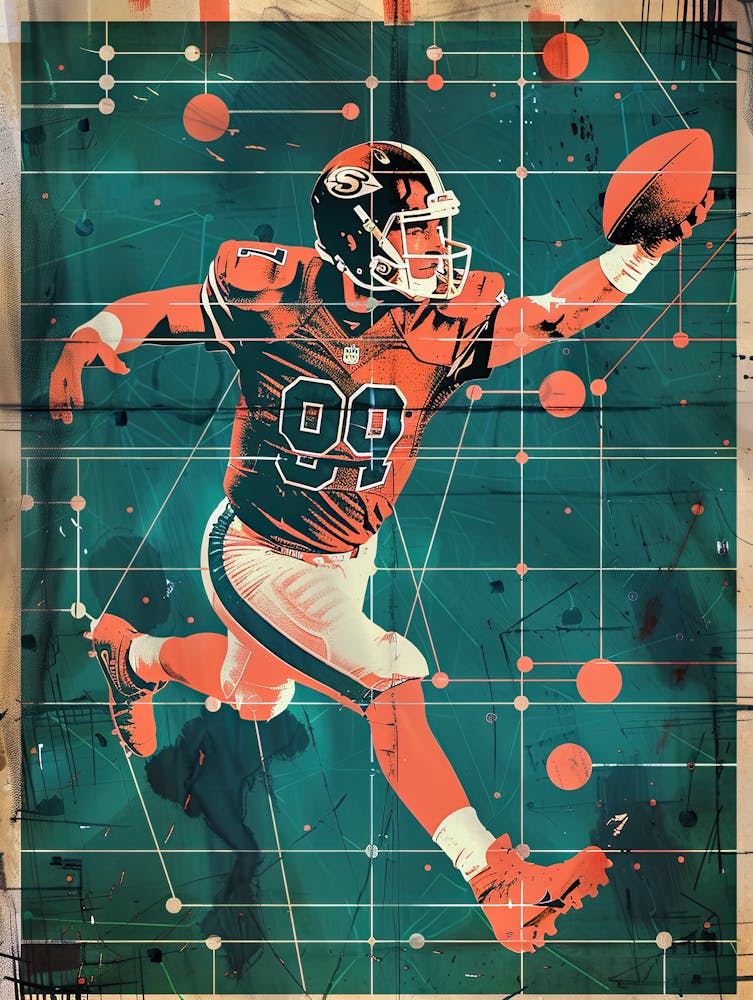 American Football Player Vintage Poster 42