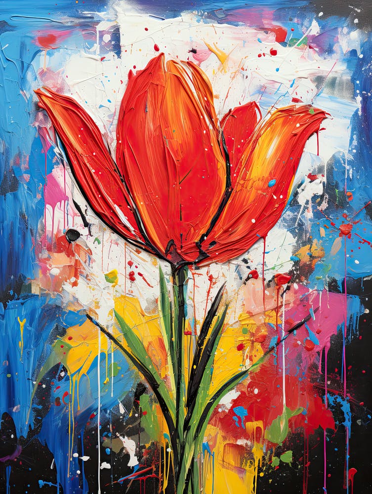 Farbenfrohes Bouquet: Urban Art Tulpe