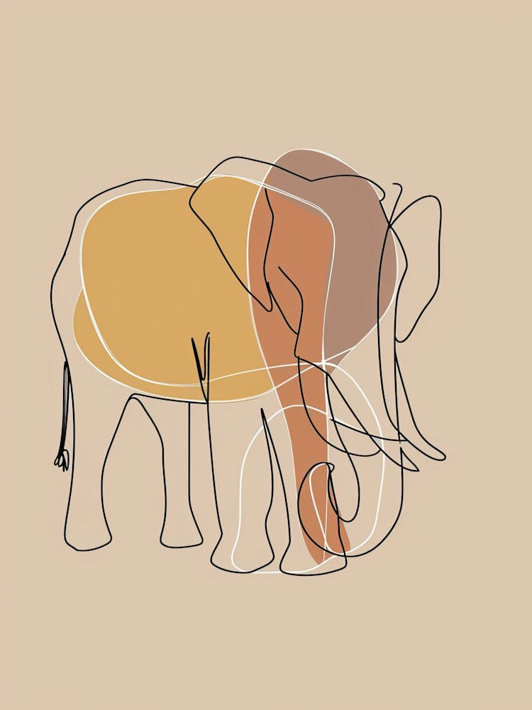 Elephant - Boho, Line Art 3