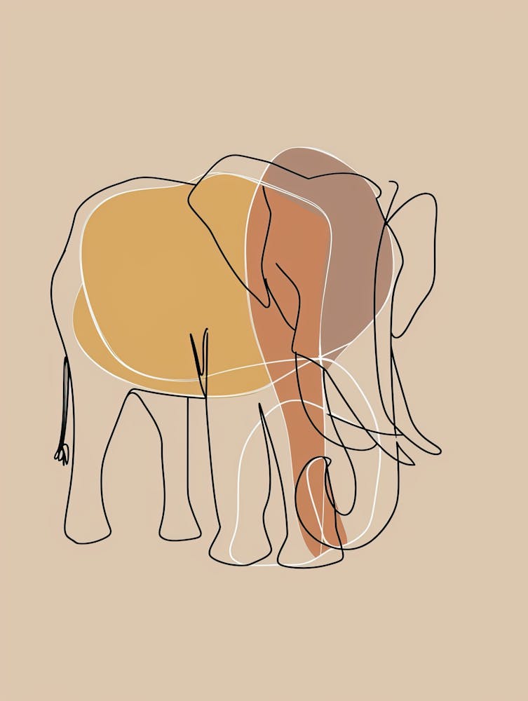 Elephant - Boho, Line Art 3