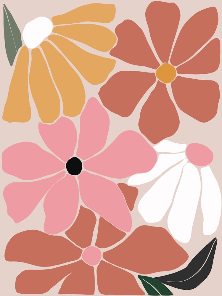 Flowers On A Beige Background 3