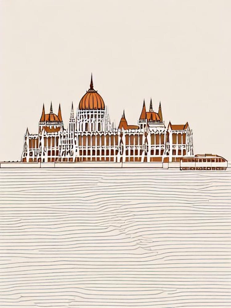 Hungarian Parliament Building Budapest Boho Landmark Illustration