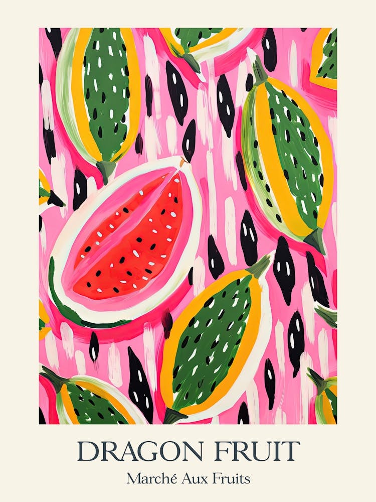Marche Aux Fruits Dragon Fruit Fruit Summer Illustration 4