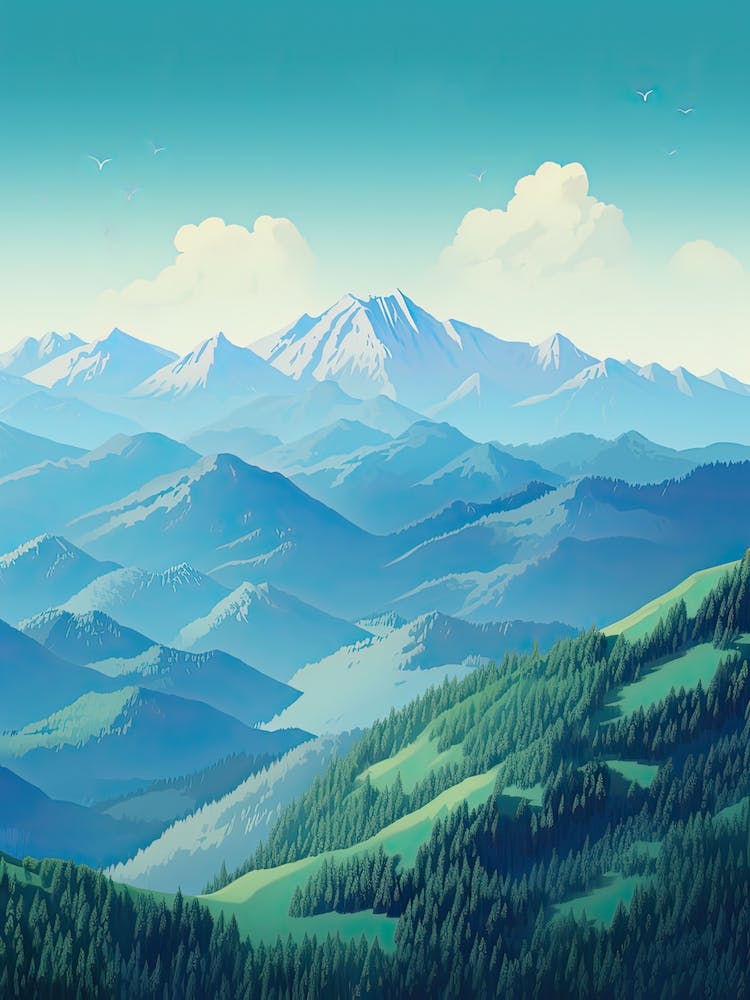 Hakuba   Nagano, Japan, Ski Resort Illustration 1 Simple Style