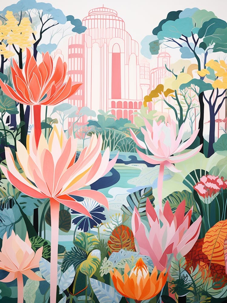 Lotusland Usa Garden Modern Illustration 3