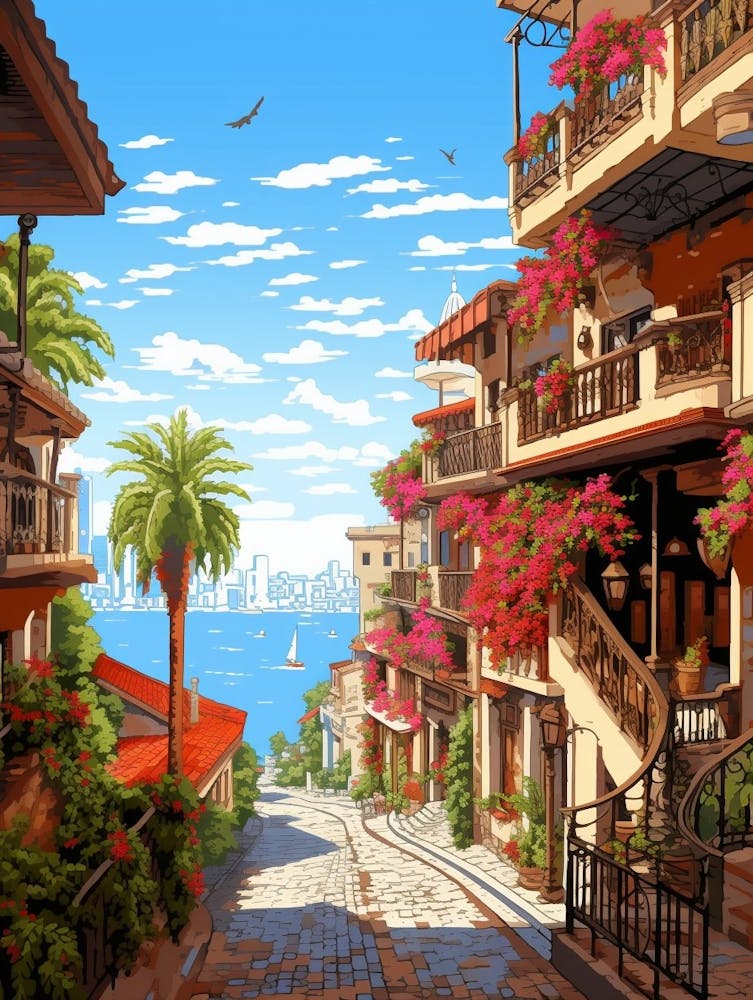 Antalya Old Town Pixel Art 4