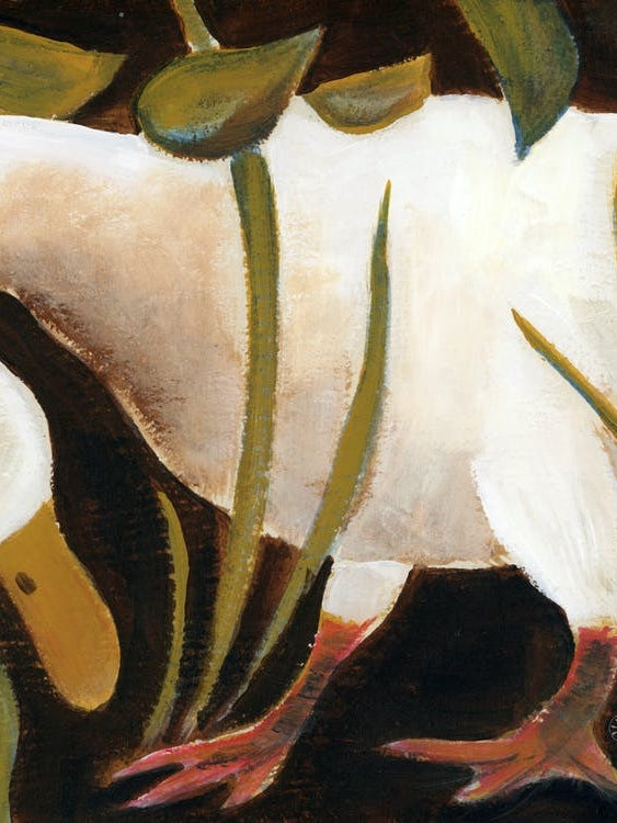 White Duck In Grass - painting art hand painted bird geese dark living room kitchen kids room nursery bedroom classical old master style figurative