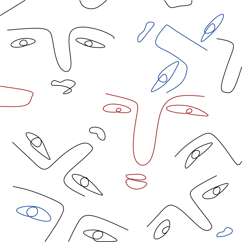 Line drawing abstract face seamless