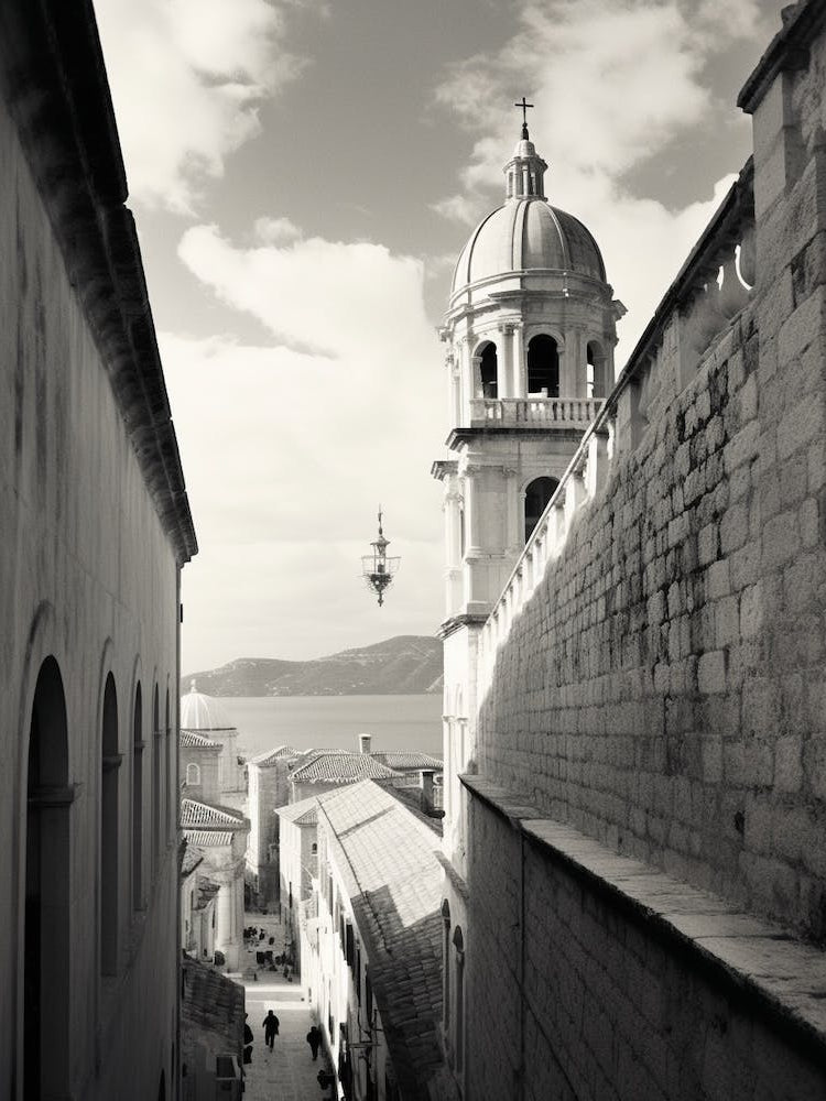 Dubrovnik, Croatia, Black And White Old Photo 2