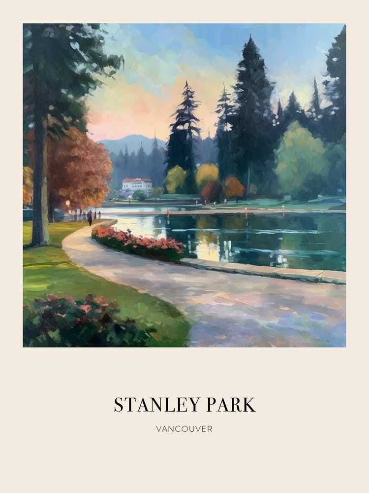 Stanley Park Vancouver Vintage Cezanne Inspired Poster