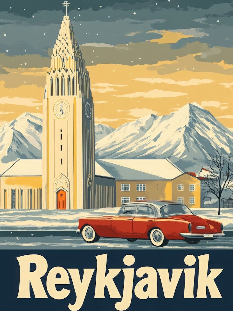 Aihrgdesign A Vintage Travel Poster Of Reykjavik