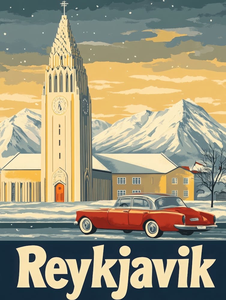 Aihrgdesign A Vintage Travel Poster Of Reykjavik