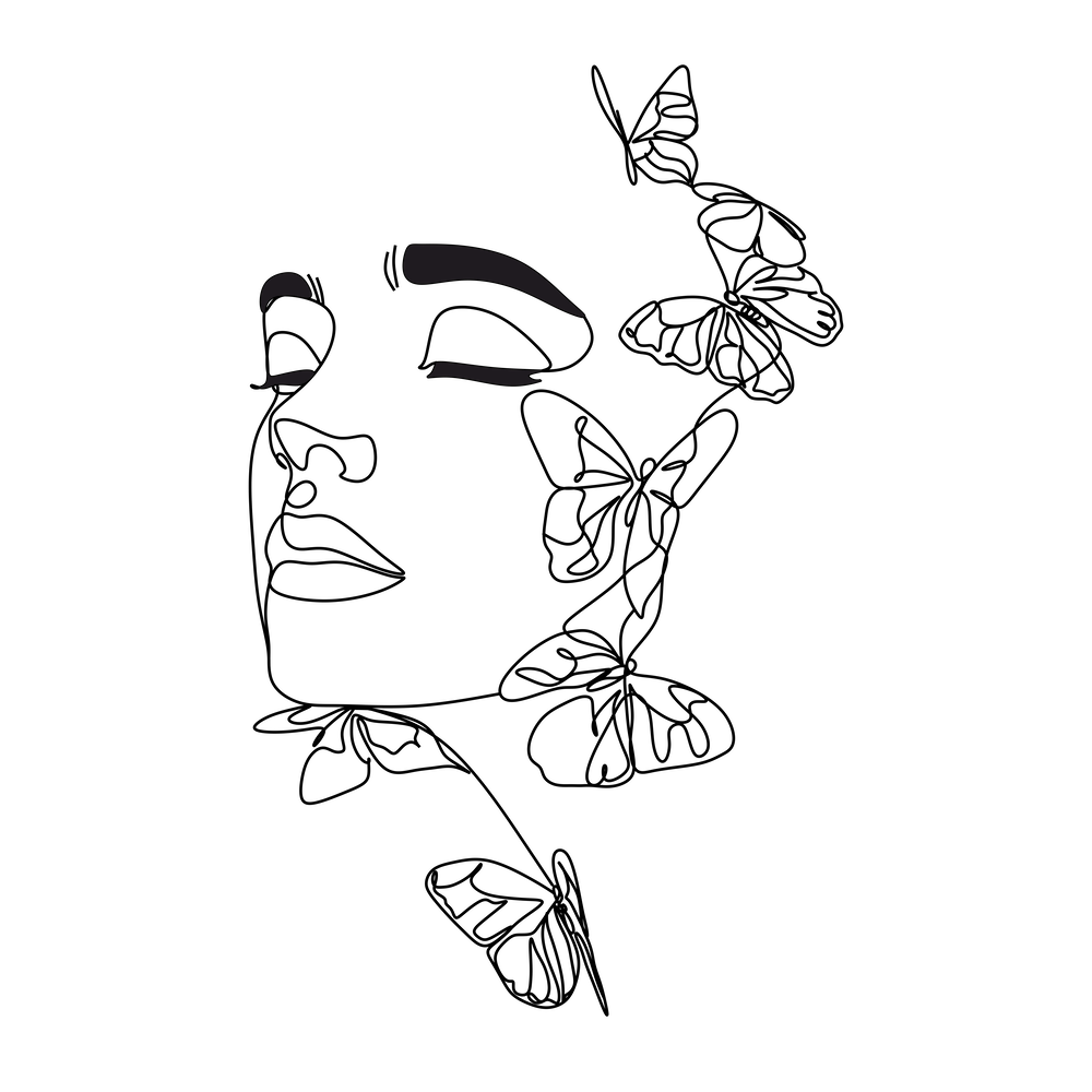 Butterfly Face Line art